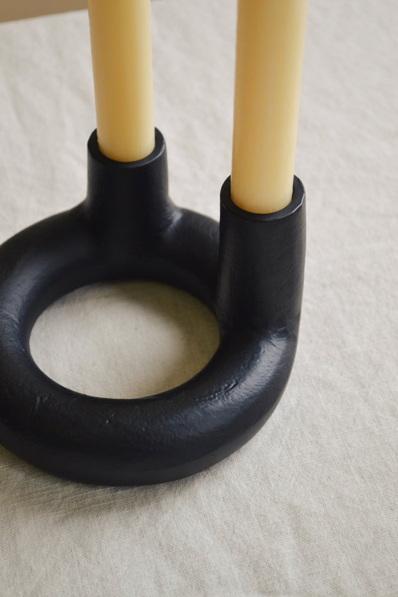 Circular Black Candle Holder III