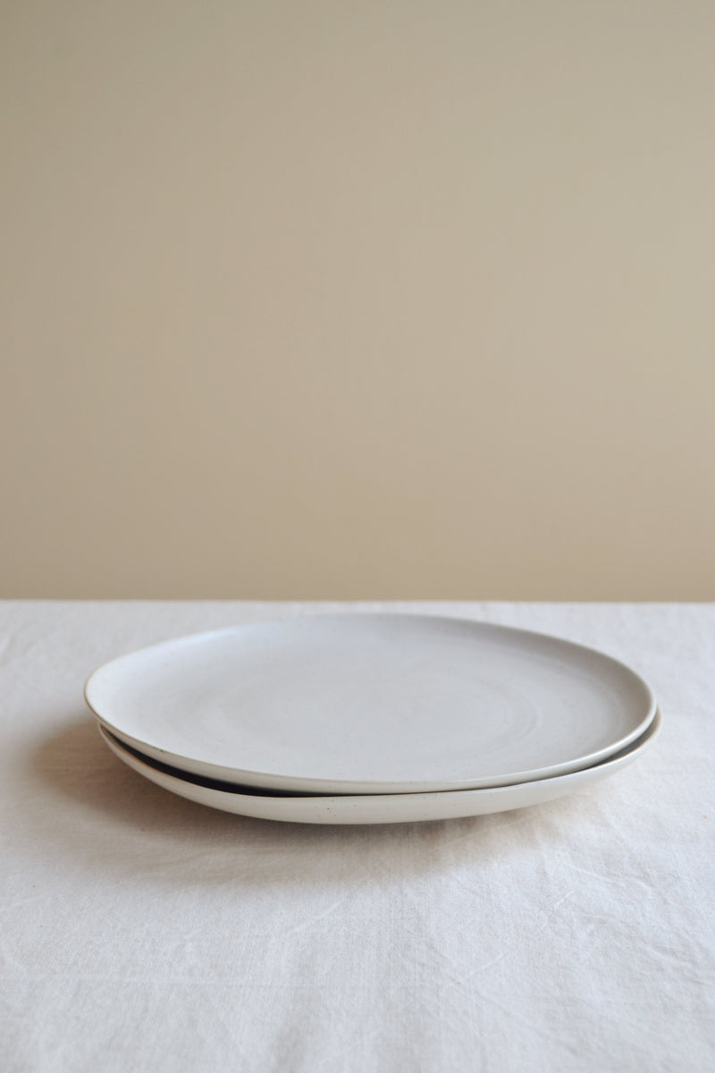 Alpine White / Grey Speckled Shallow Bowl