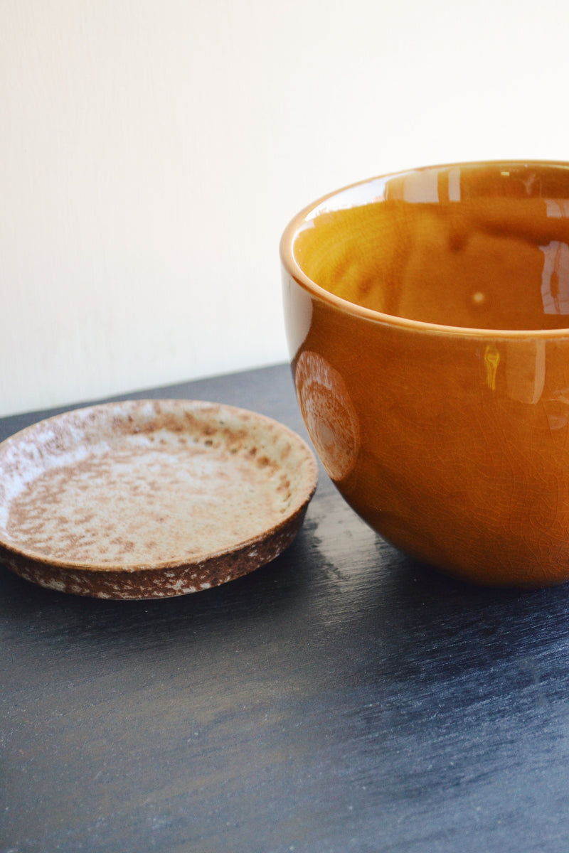 Glazed Flowerpot With Saucer - Two Colours Available