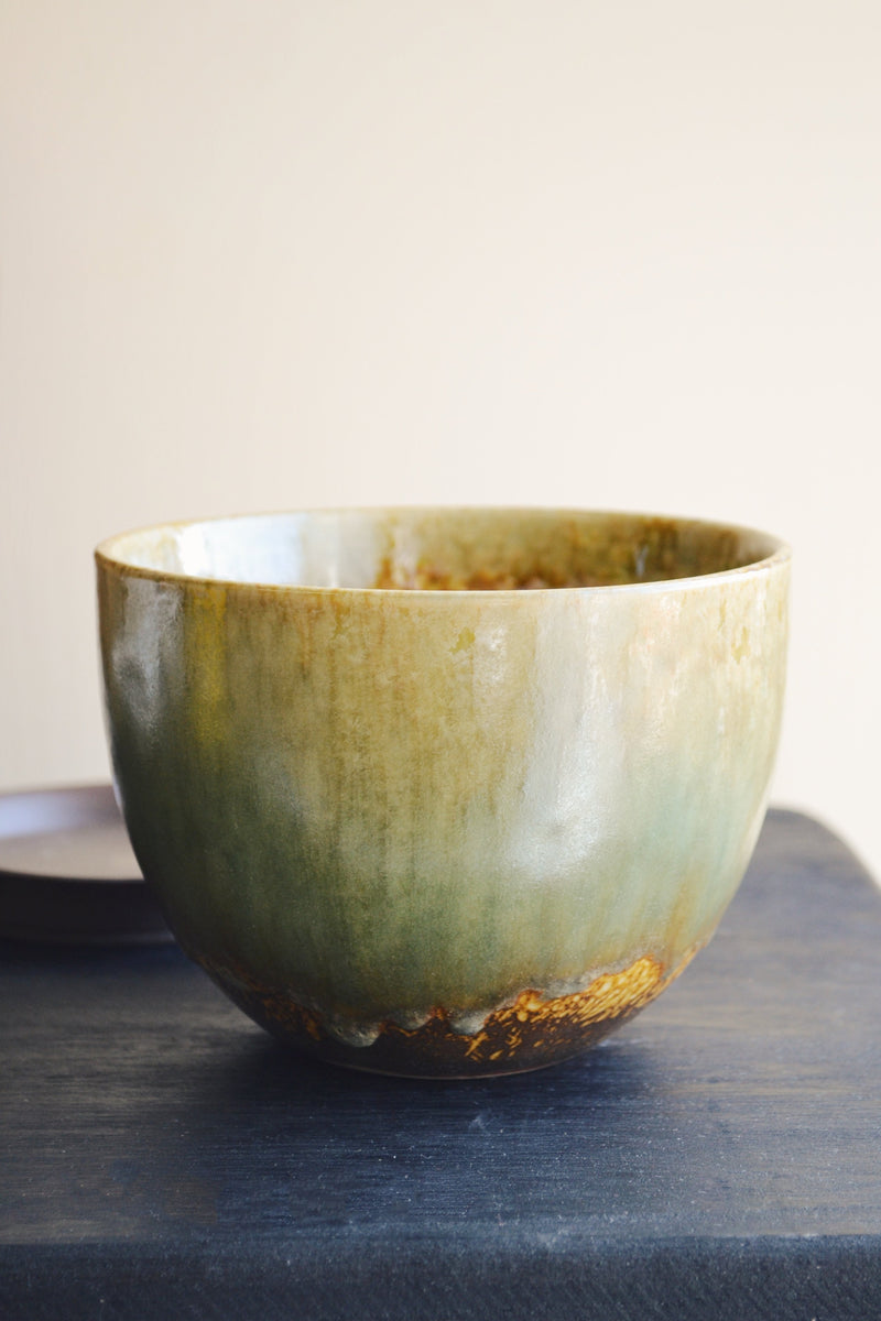 Glazed Flowerpot With Saucer - Two Colours Available