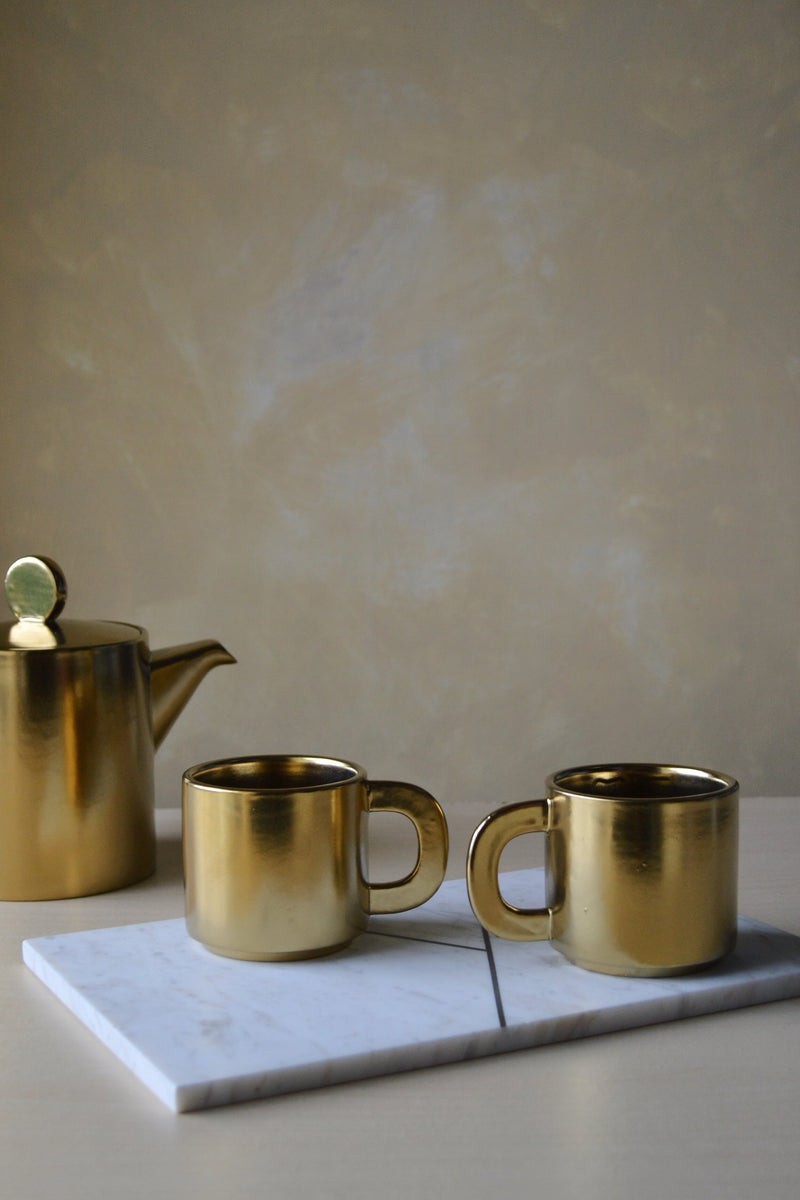 Set of Two Gold Mugs