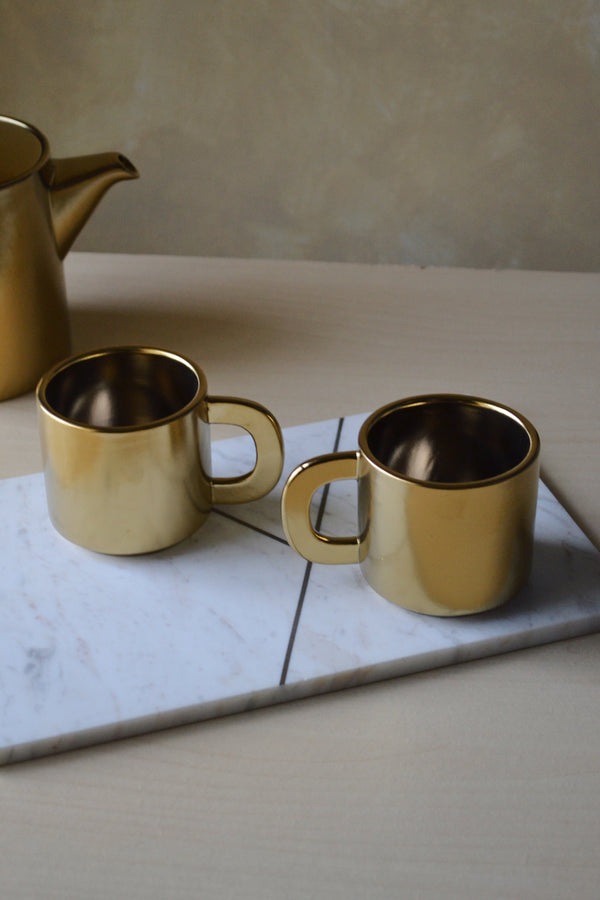 Set of Two Gold Mugs