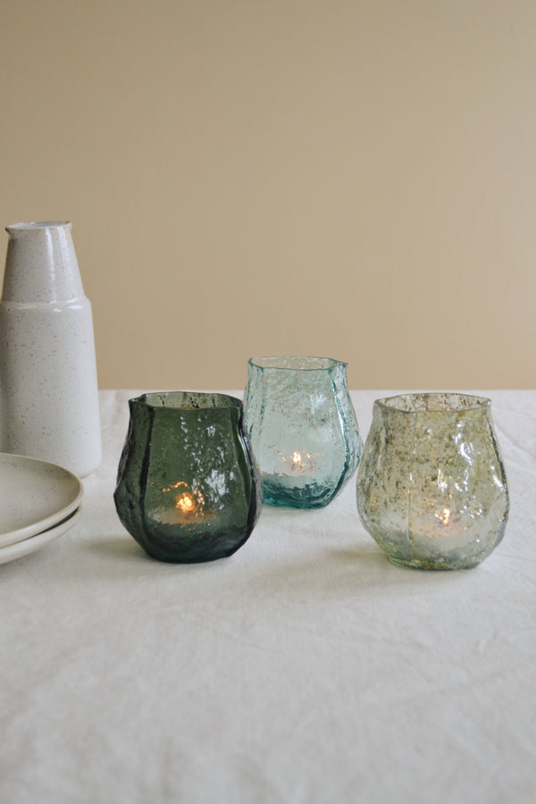 Glass Tea light Holder - Three Colours