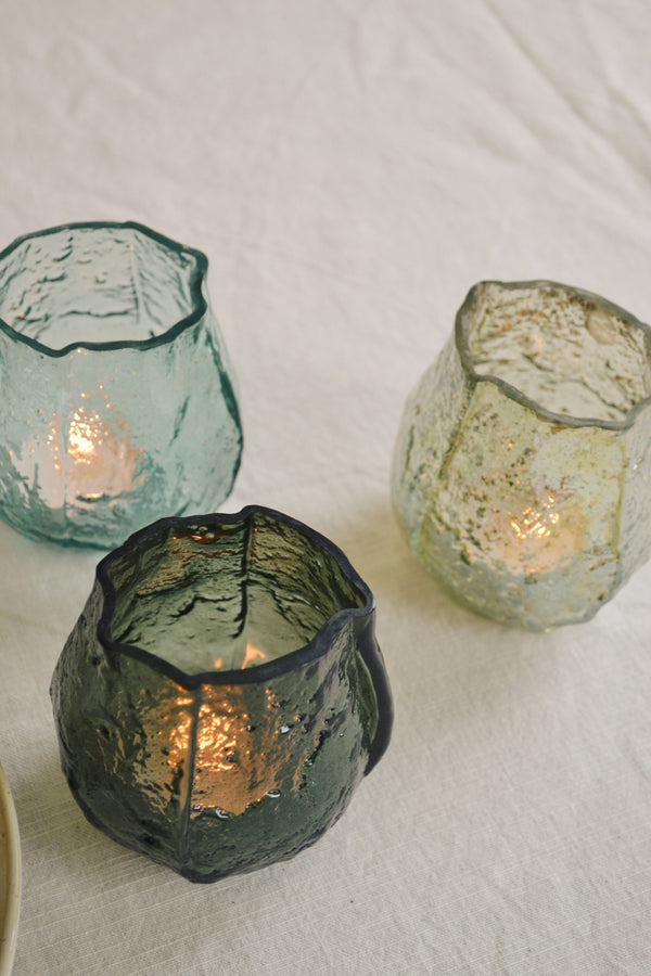Glass Tea light Holder - Three Colours