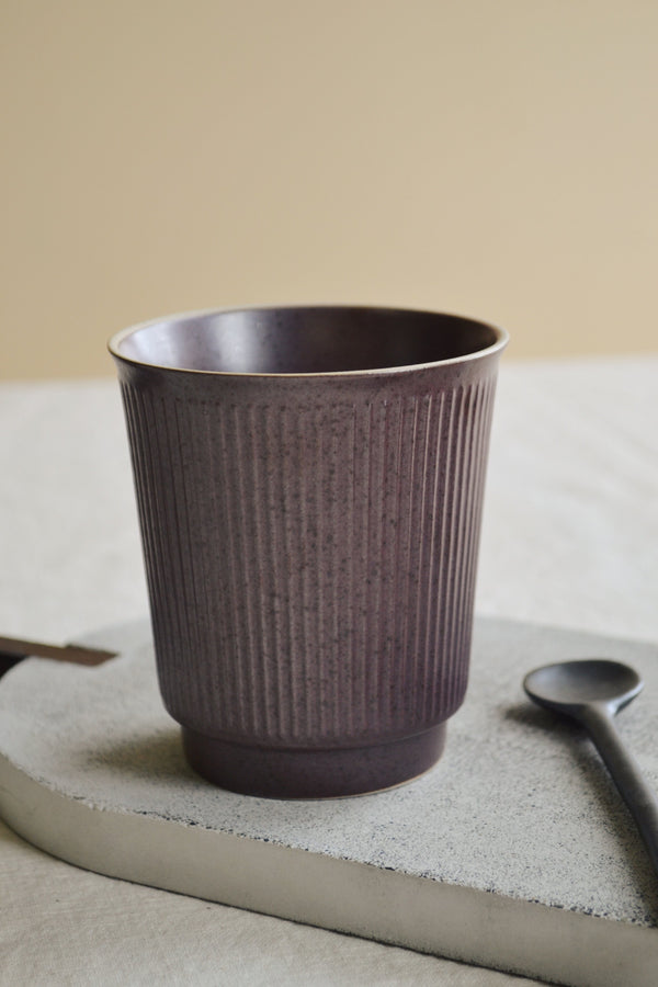 Stoneware Brown Handleless Mug