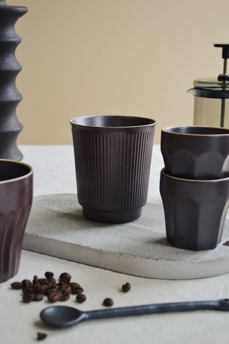 Stoneware Brown Handleless Mug