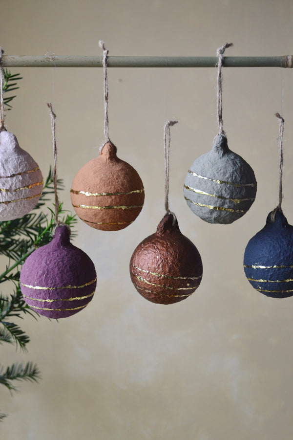 Set of Six Paper Pulp Ball Decorations