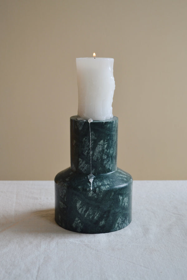 Chunky Green Marble Candle Stand