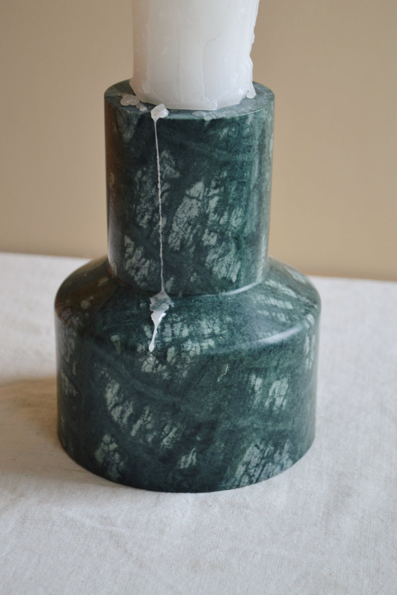 Chunky Green Marble Candle Stand
