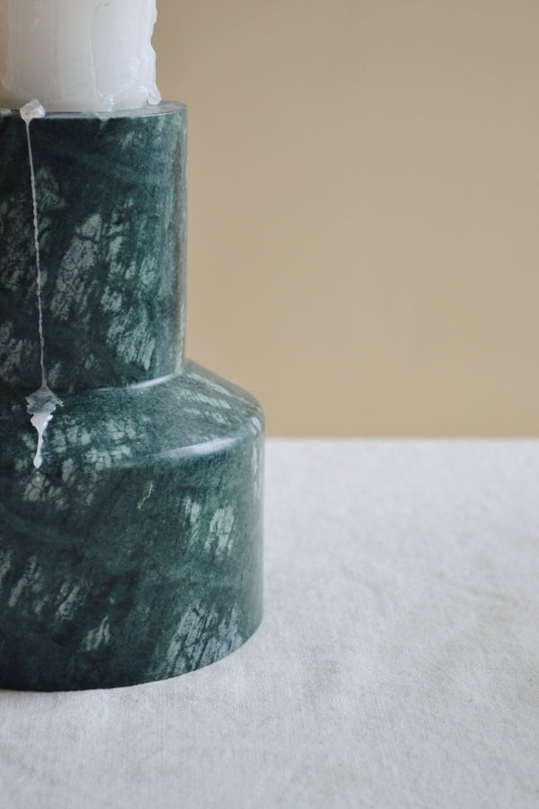 Chunky Green Marble Candle Stand