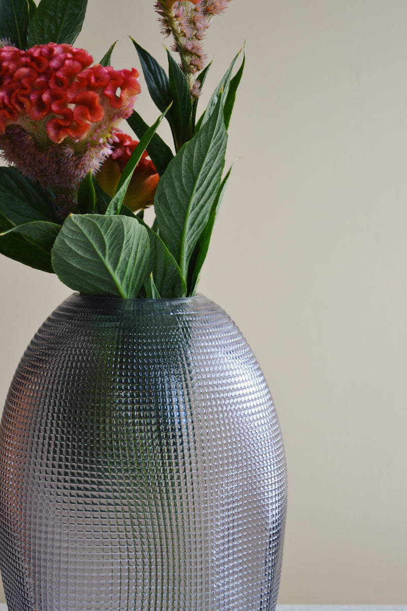 Textured Smoke Glass Vase