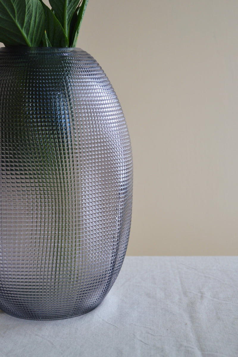 Textured Smoke Glass Vase