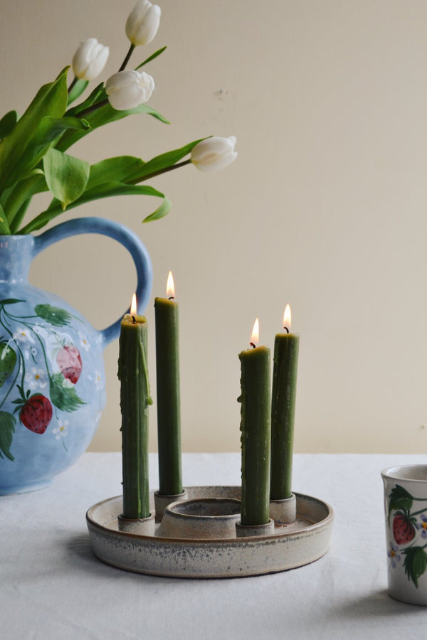 Round Stoneware Candle Holder