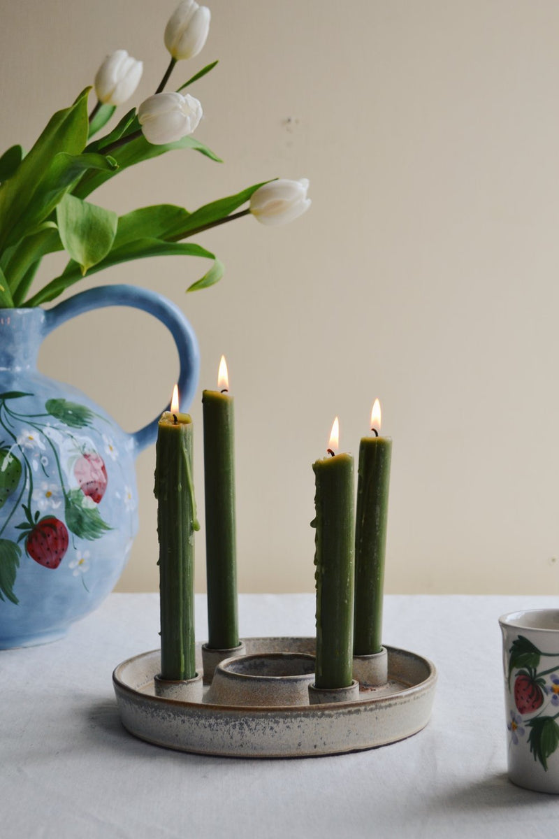Round Stoneware Candle Holder