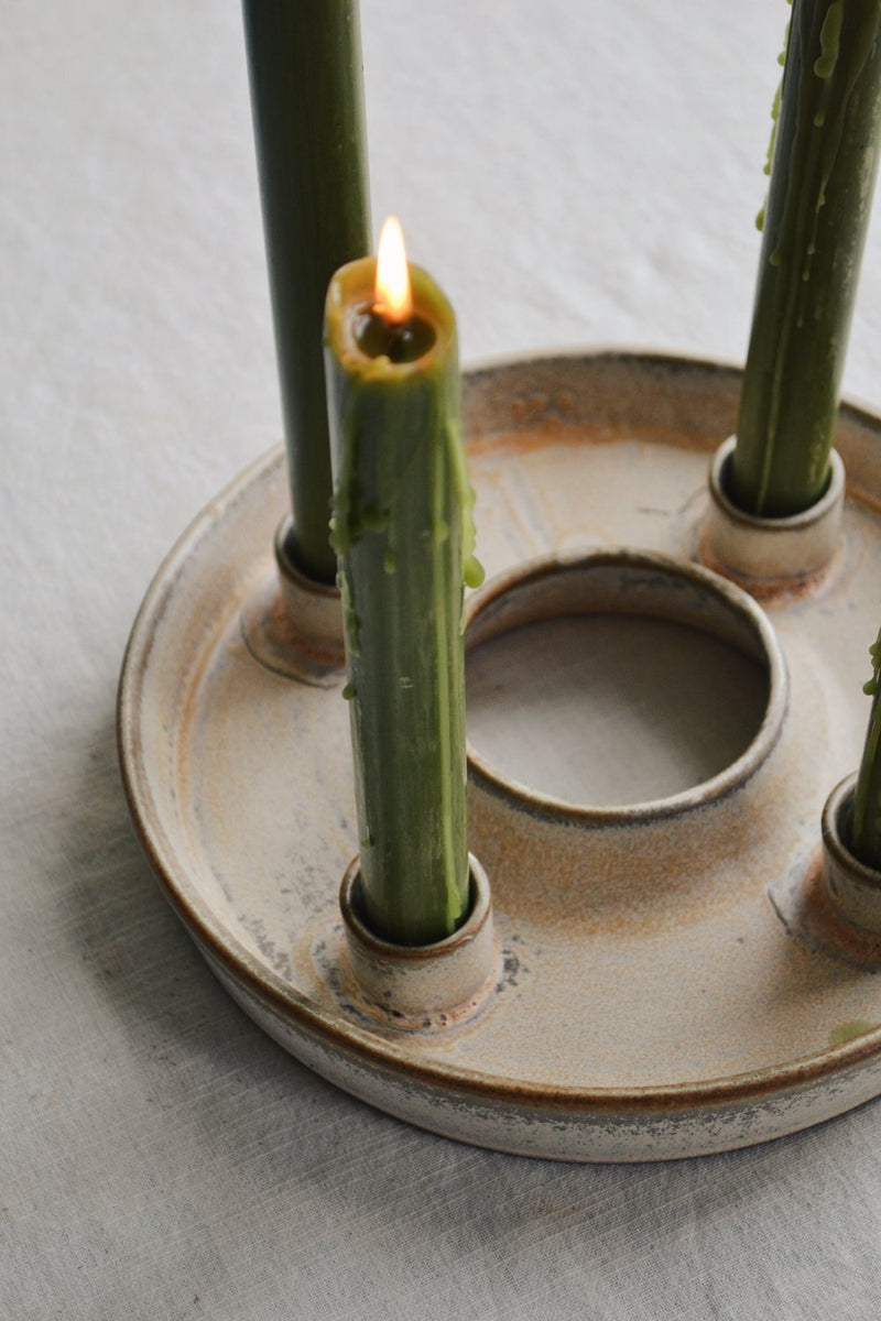 Round Stoneware Candle Holder