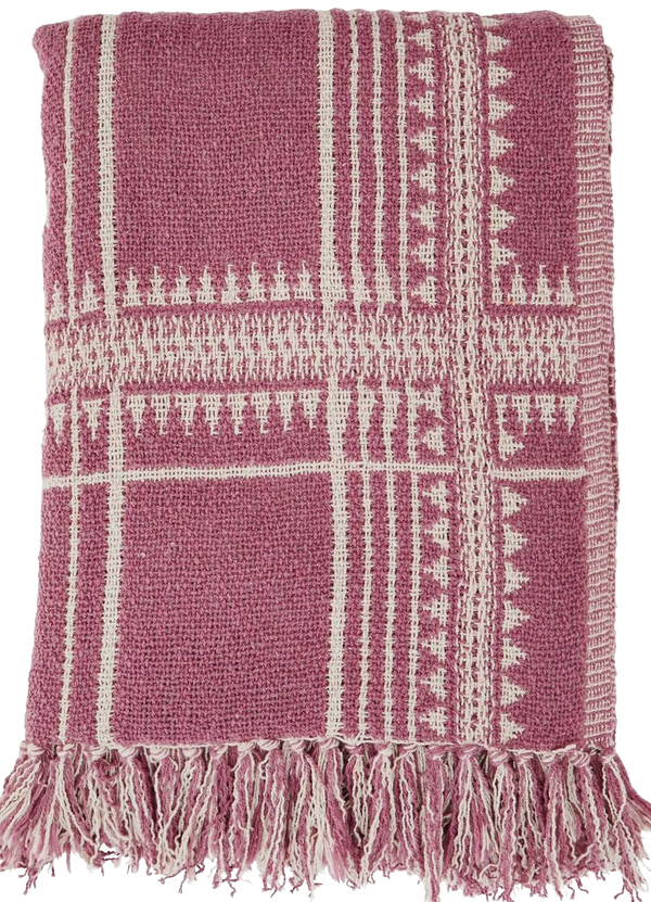 Pink and Off White Woven Throw