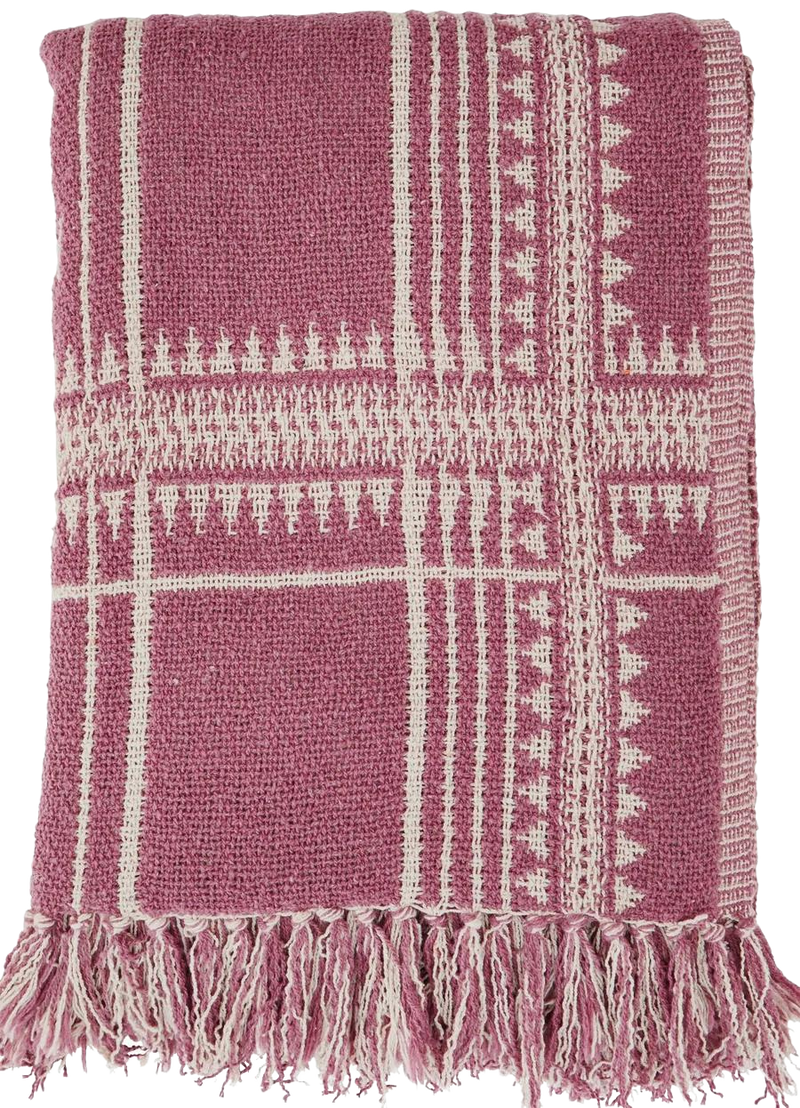 Pink and Off White Woven Throw