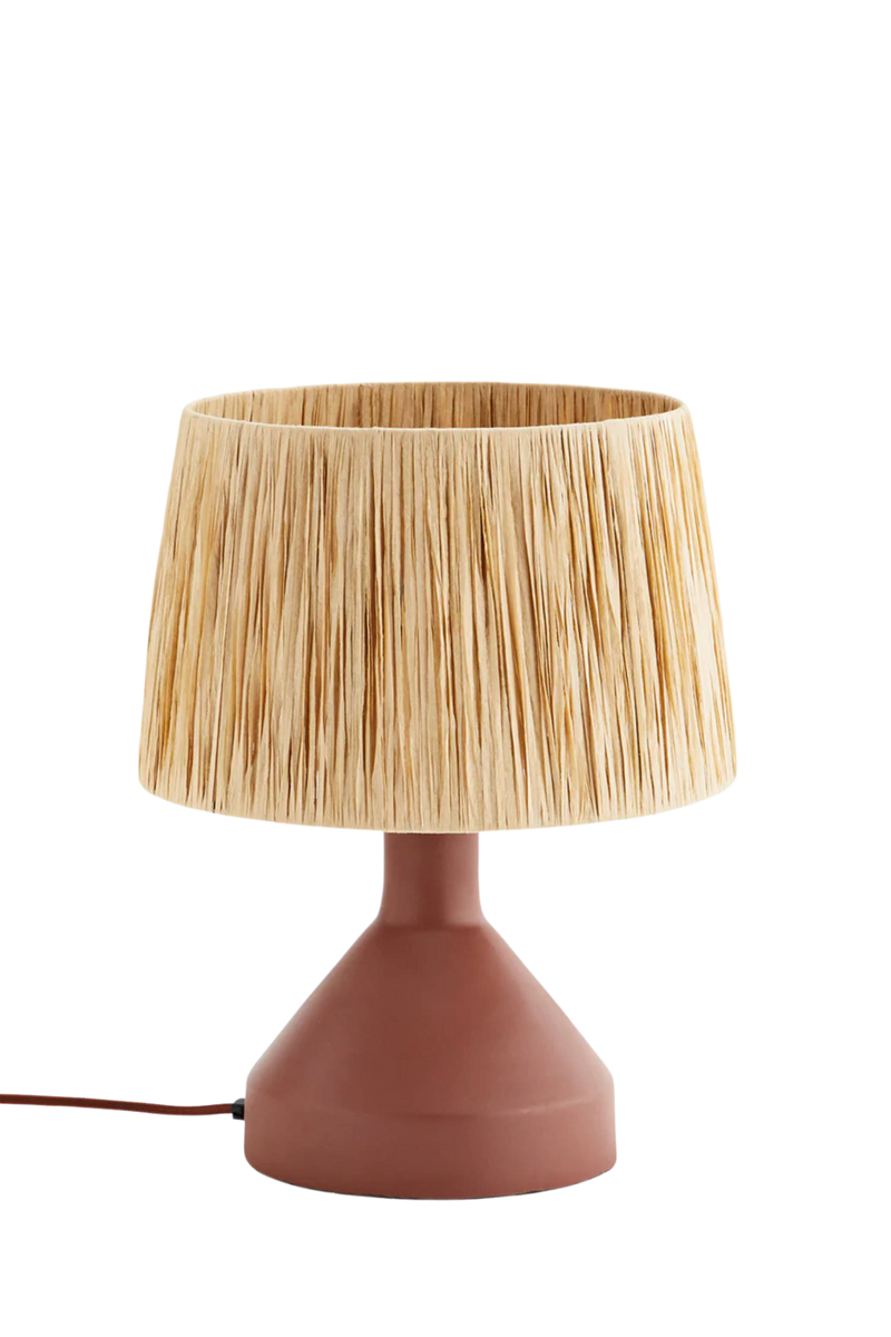 Brick Iron Table Lamp with Raffia Shade