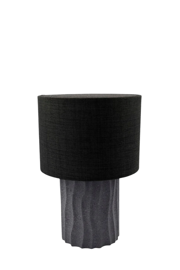Grey Cement Lamp with Linen Shade