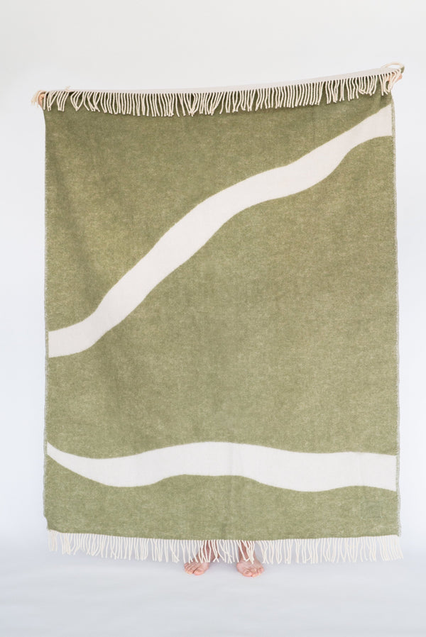 Nature Green New Zealand Wool Throw
