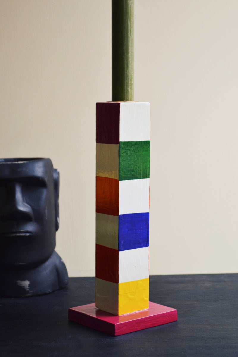 Groovy Checkered Candle Holder