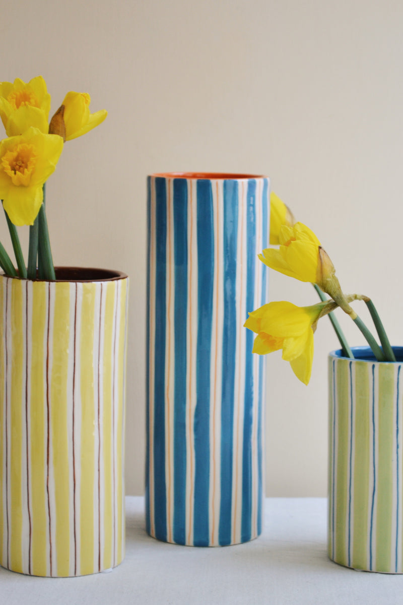 Blue and Orange Striped Vase