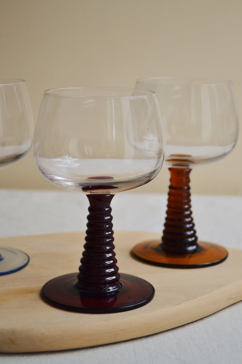 HKLIVING ® | Set of Four Mixed Swirl Low Wine Glasses