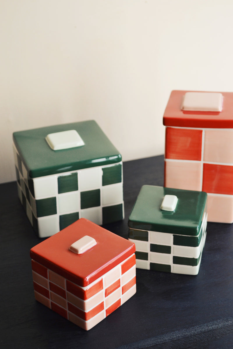 Grid Stoneware Jar - Four Styles Available