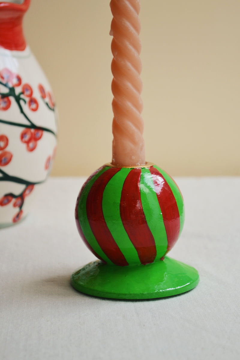 Green Twirl Candle Holder