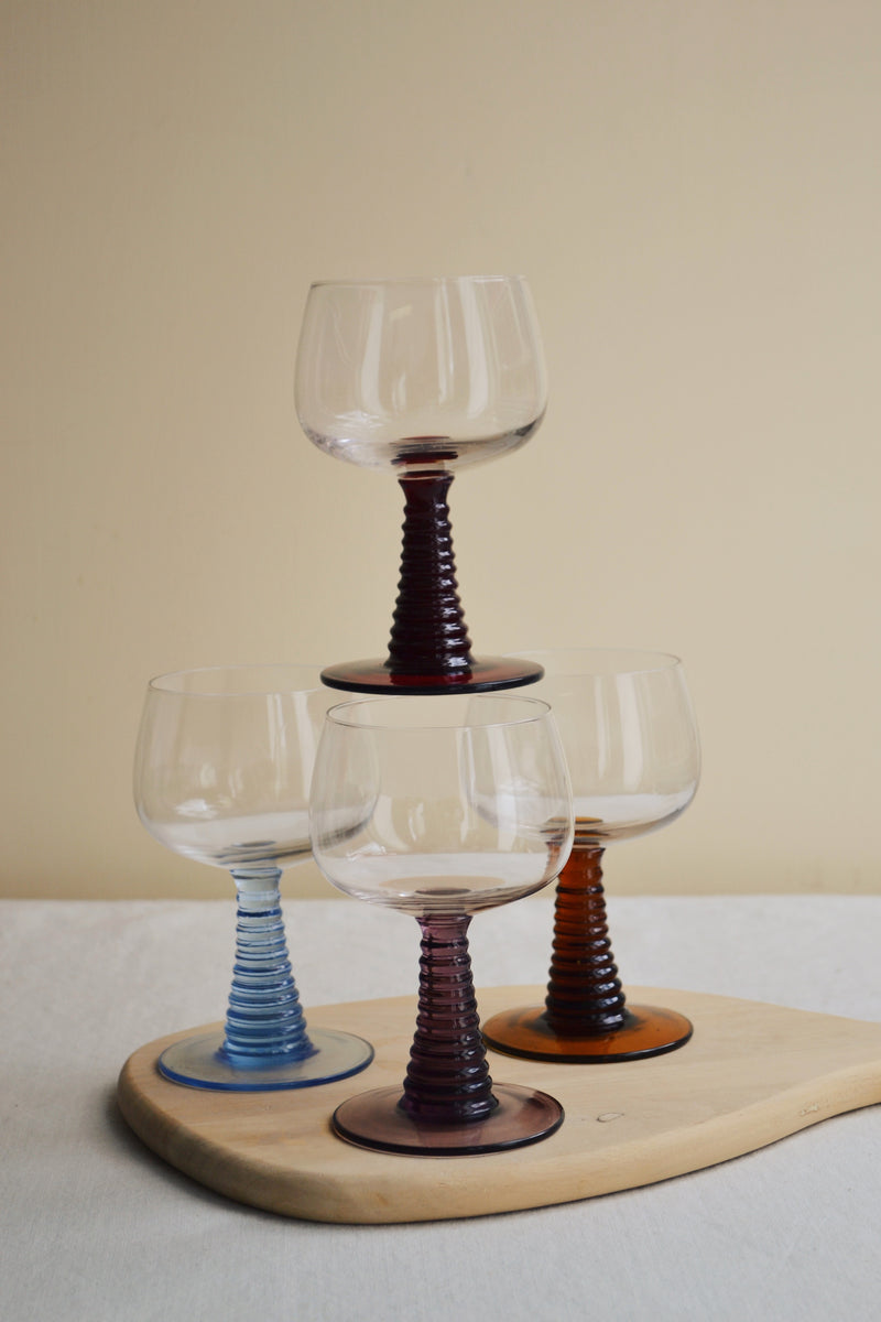HKLIVING ® | Set of Four Mixed Swirl Low Wine Glasses