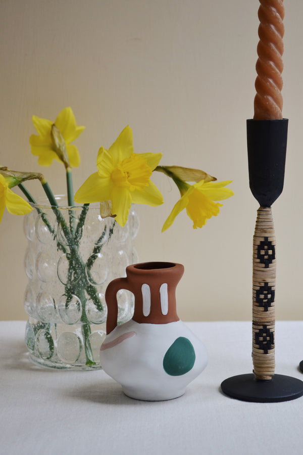 Small Hand Painted Abstract Terracotta Vase