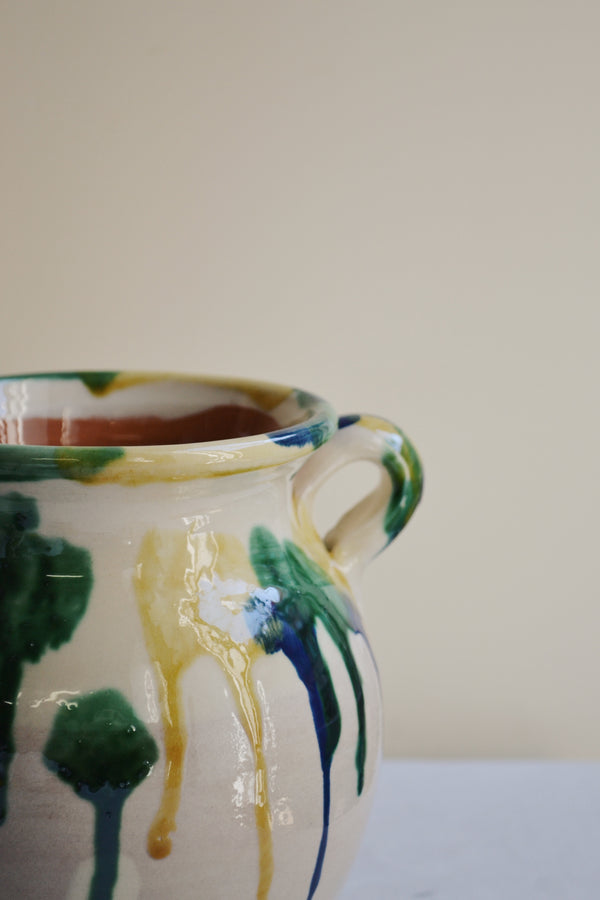 Multi Glaze Vase With Handles