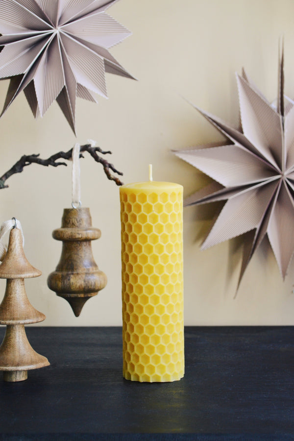 Honeycomb Beeswax Tall Pillar Candle
