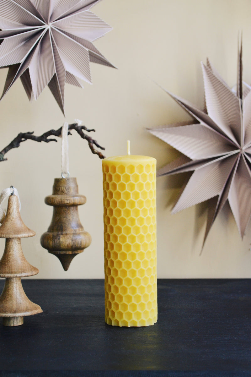 Honeycomb Beeswax Tall Pillar Candle