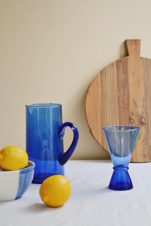 Blue Moroccan Recycled Wine Glass