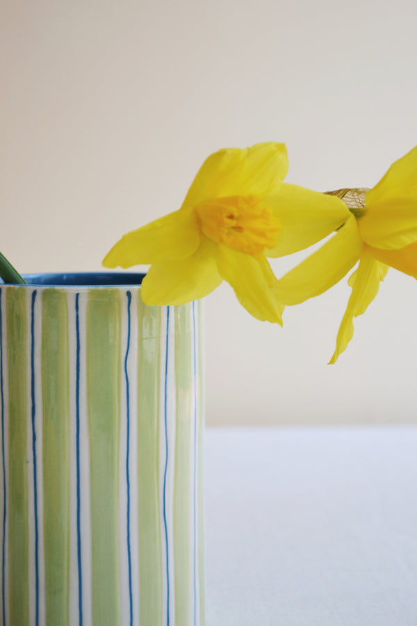 Green and Blue Striped Vase