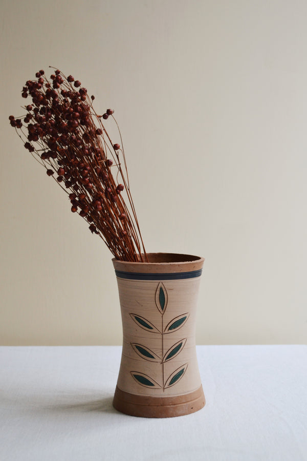Hand Painted Leaf Terracotta Vase