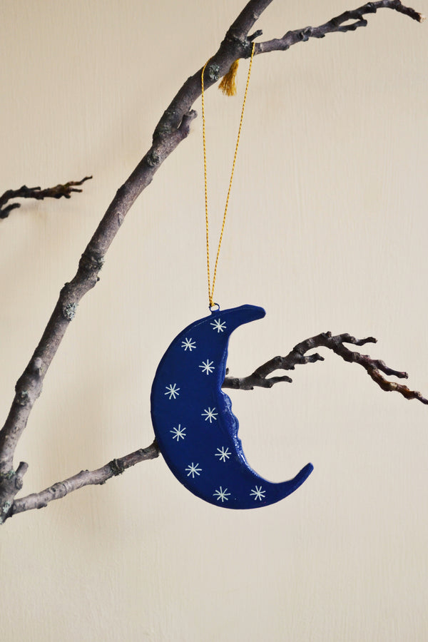 Hand-painted Starry Moon Christmas Ornament