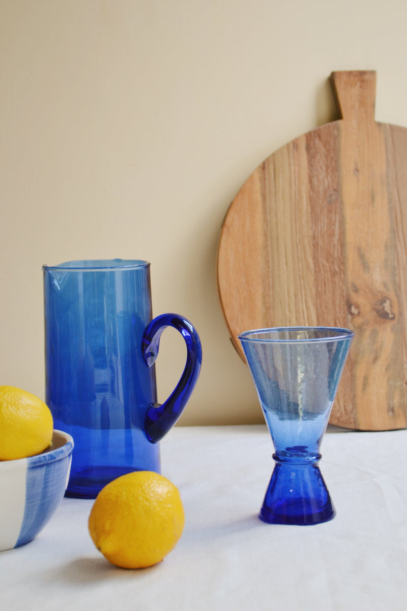 Blue Moroccan Recycled Wine Glass