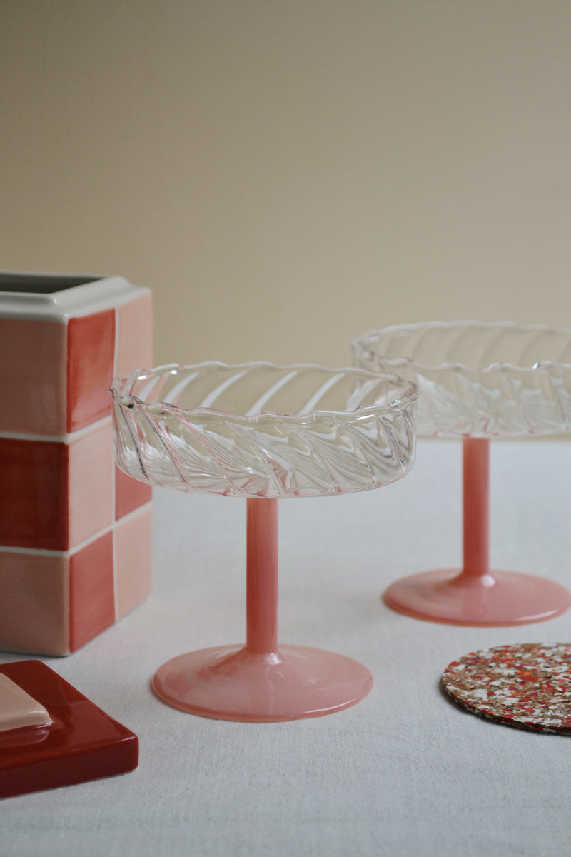 Set of Two Pink Twirl Coupes