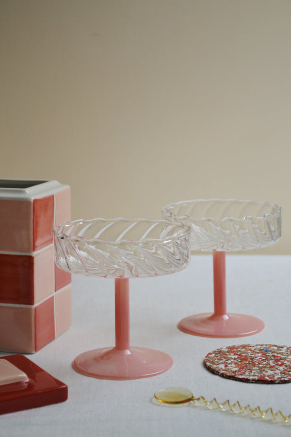 Set of Two Pink Twirl Coupes