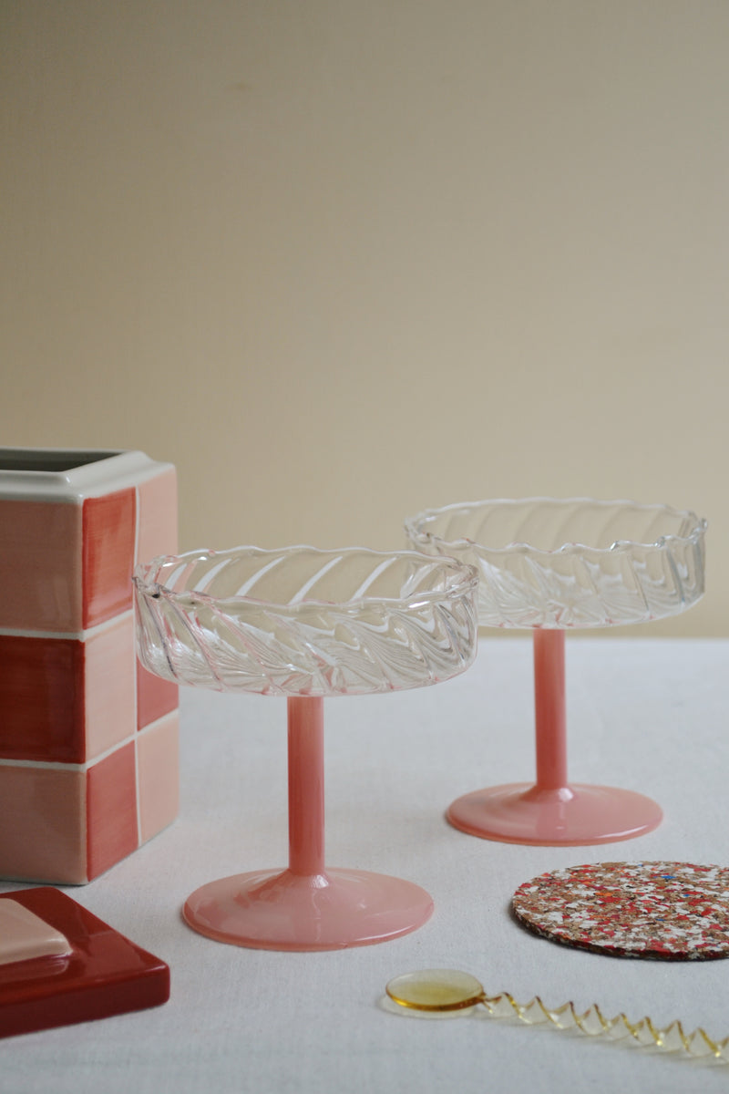 Set of Two Pink Twirl Coupes