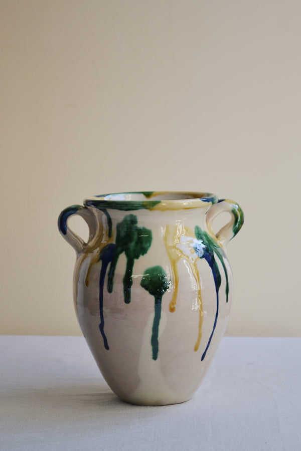 Multi Glaze Vase With Handles