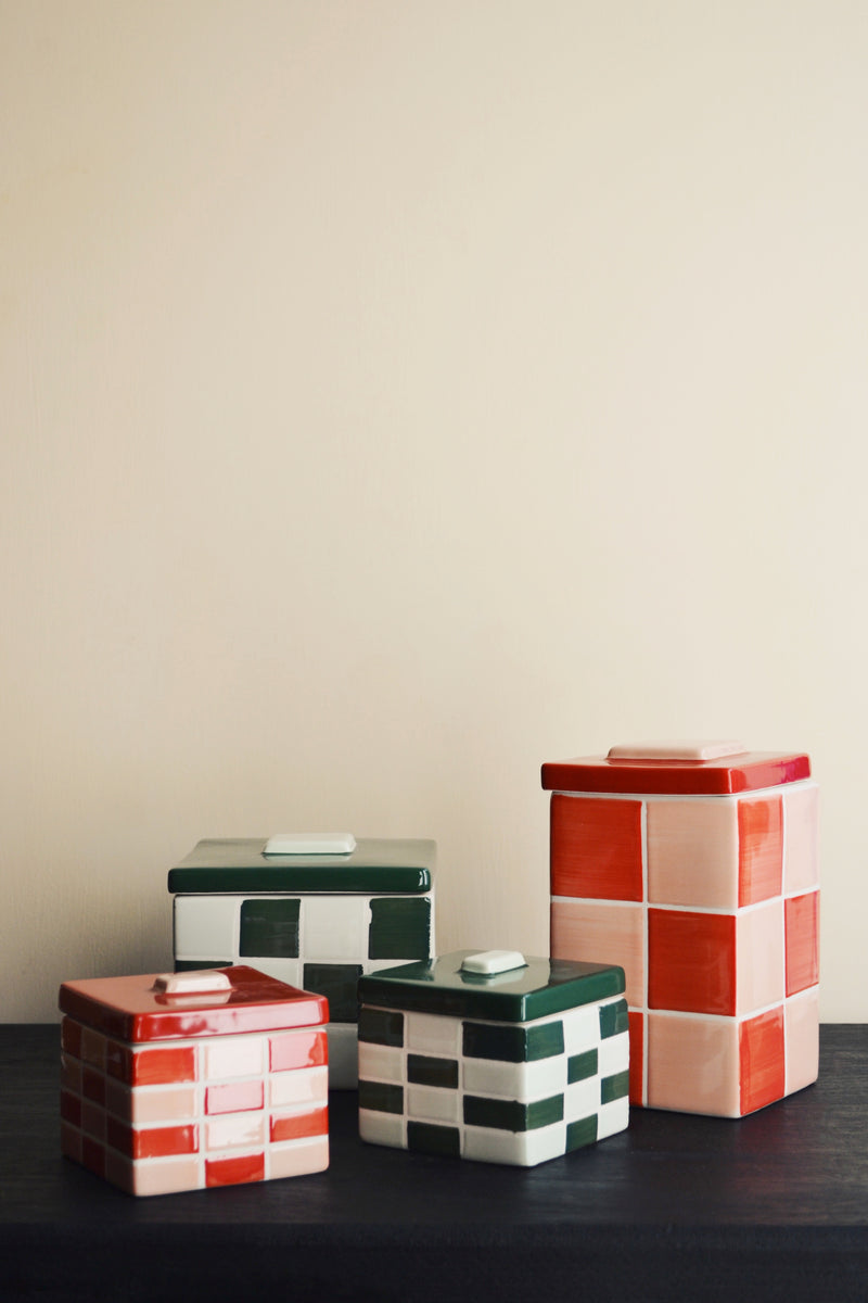 Grid Stoneware Jar - Four Styles Available