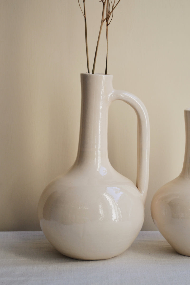 Cream Glazed Ceramic Vase - Two Sizes Available