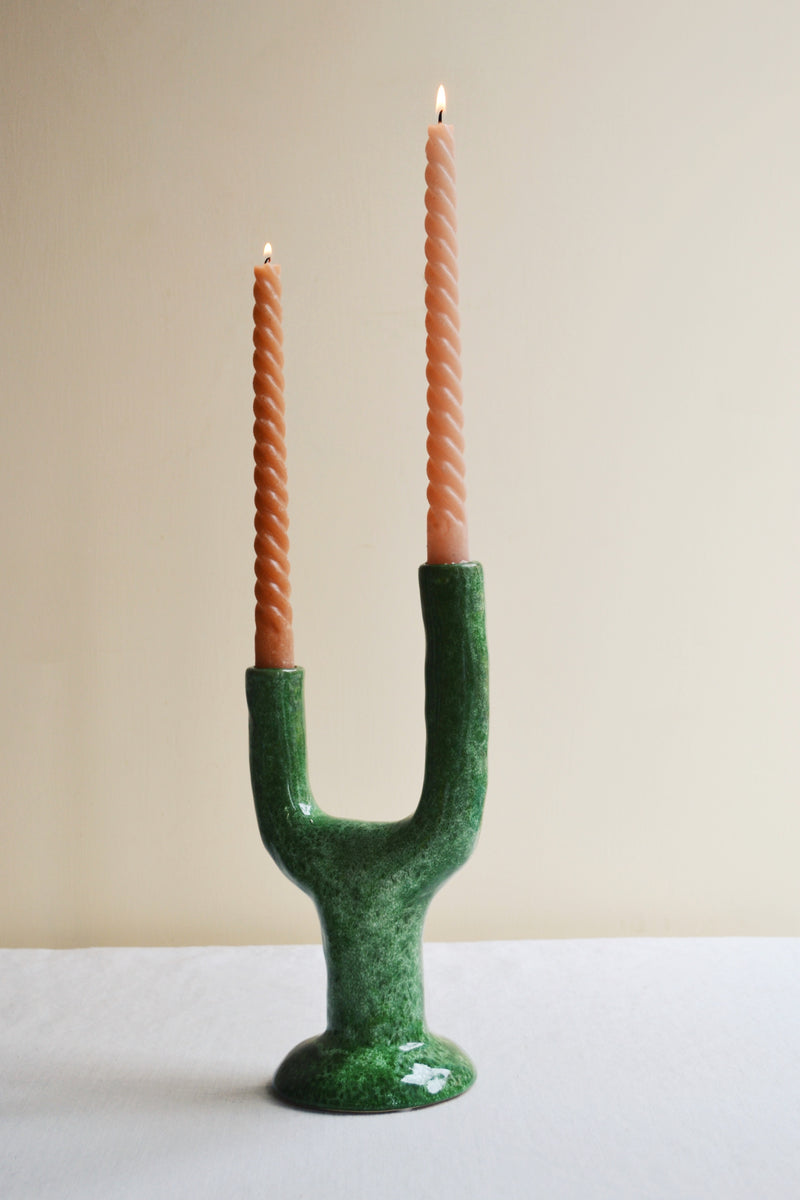 HKLIVING ® | Emerald Green Ceramic Candle Holder