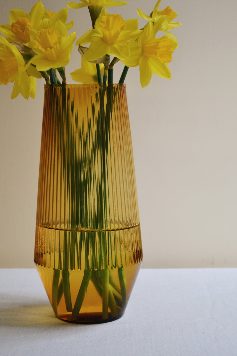 Ripple Amber Glass Vase