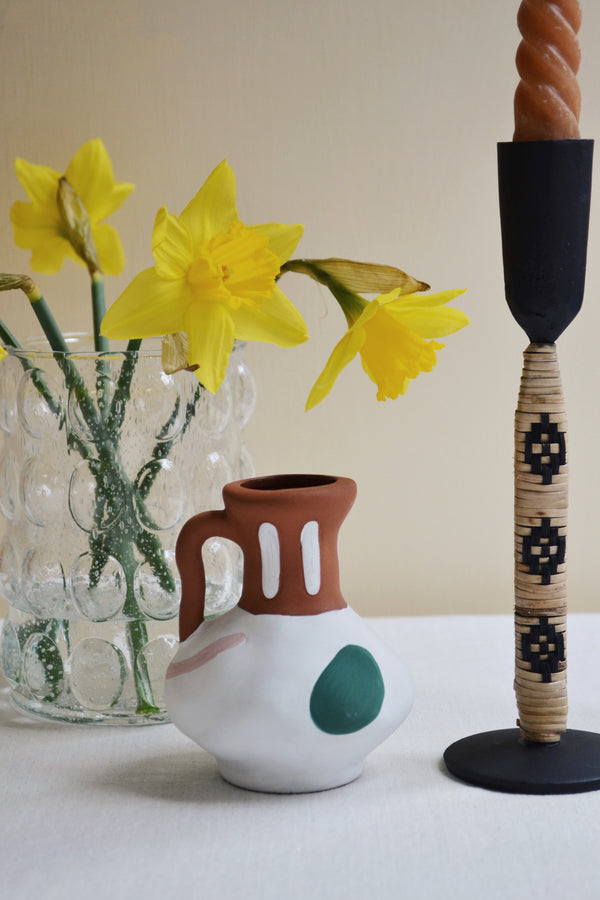 Small Hand Painted Abstract Terracotta Vase