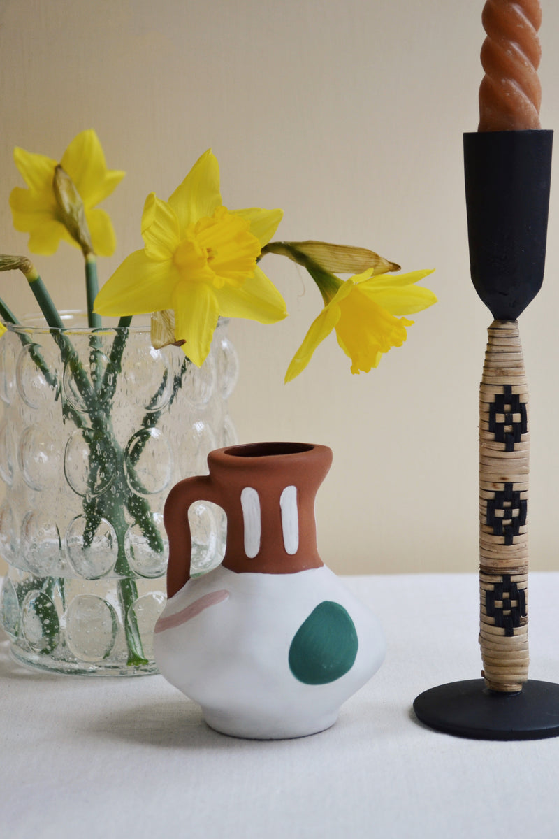 Small Hand Painted Abstract Terracotta Vase