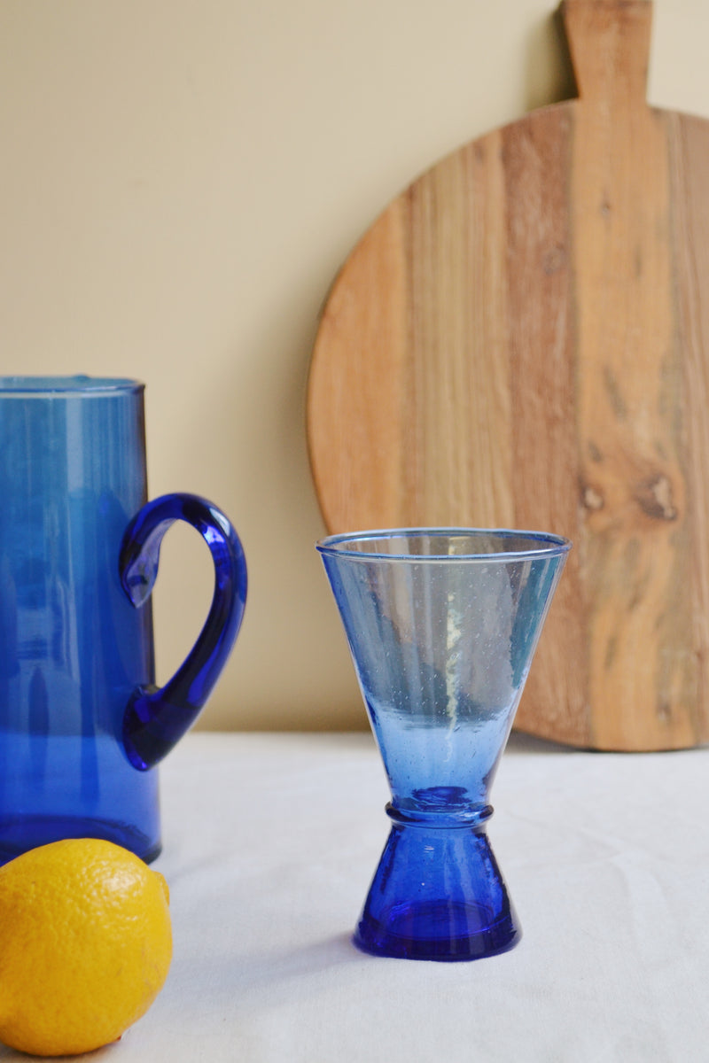 Blue Moroccan Recycled Wine Glass